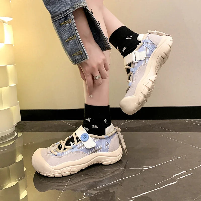 Aiertu Back  to school Ugly and Cute Big-headed Versatile Thick-sole Sneakers Women's Spring and Autumn Student Internet Celebrity High-end Sneakers Aiertu