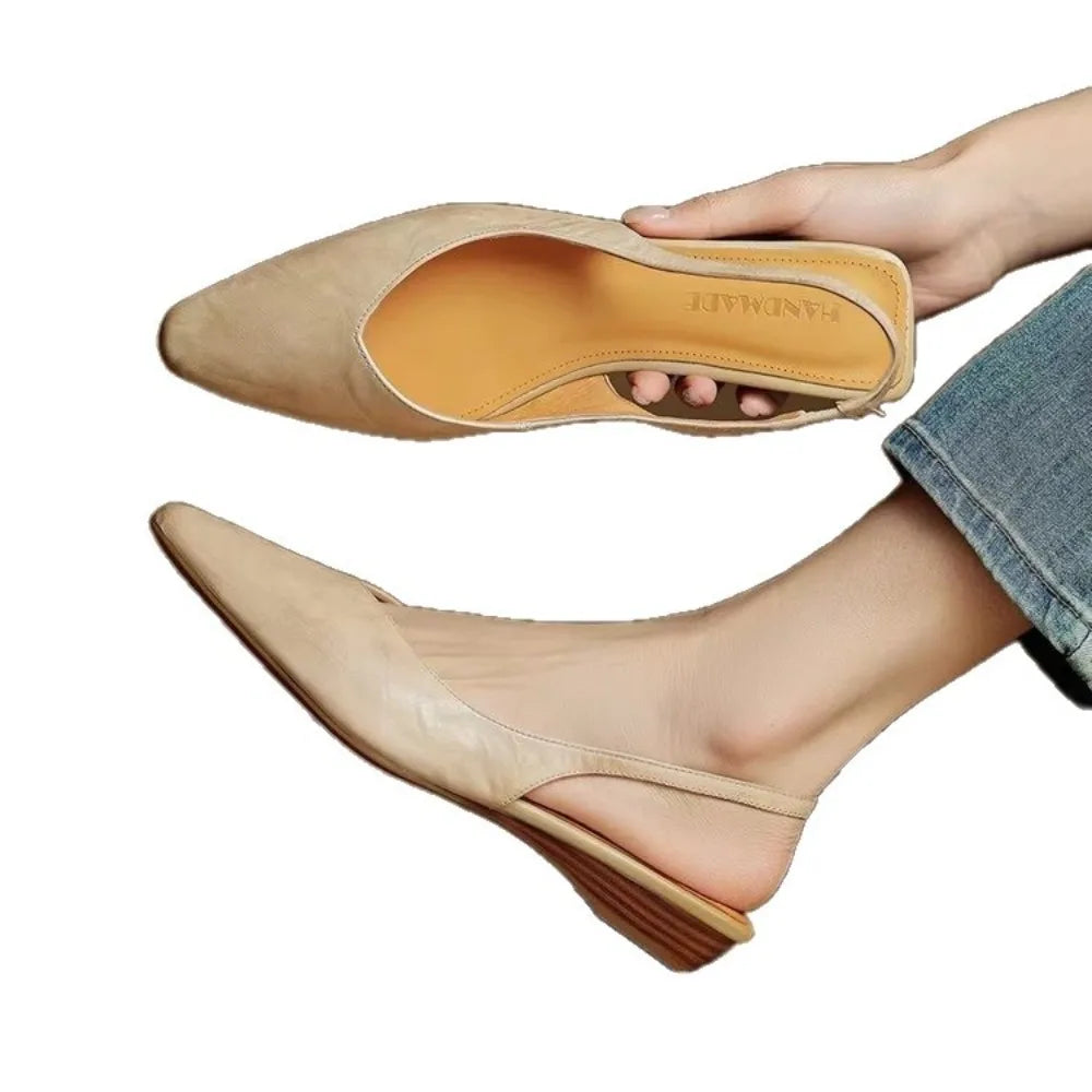 AIERTU  -  French Elegance Pointed Toe Flat Bottom Sandals Women's Summer Outdoor Wear Versatile Backless New Style Low Heel Slip-On Shoes Aiertu