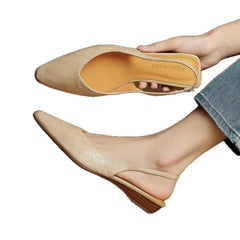AIERTU  -  French Elegance Pointed Toe Flat Bottom Sandals Women's Summer Outdoor Wear Versatile Backless New Style Low Heel Slip-On Shoes Aiertu