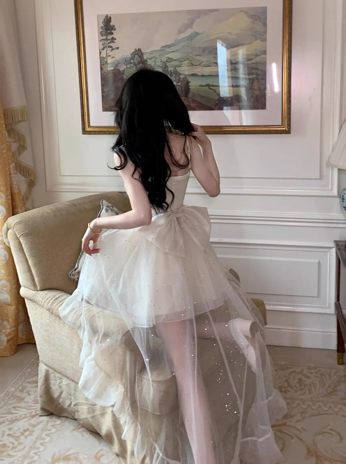 Aiertu Sweet Japanese Sequined Slip Dress Women Mesh Patchwork Sexy Princess Mini Dress Female 2024 Summer Casual Elegant Party Dresses Aiertu