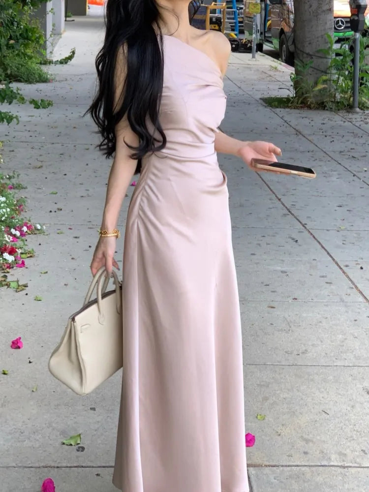 Aiertu Summer Elegant and Chic Women Bodycon Satin Party Dress Vintage Slim Casual Solid Birthday Prom Vestidos Female Clothes Mujers Aiertu
