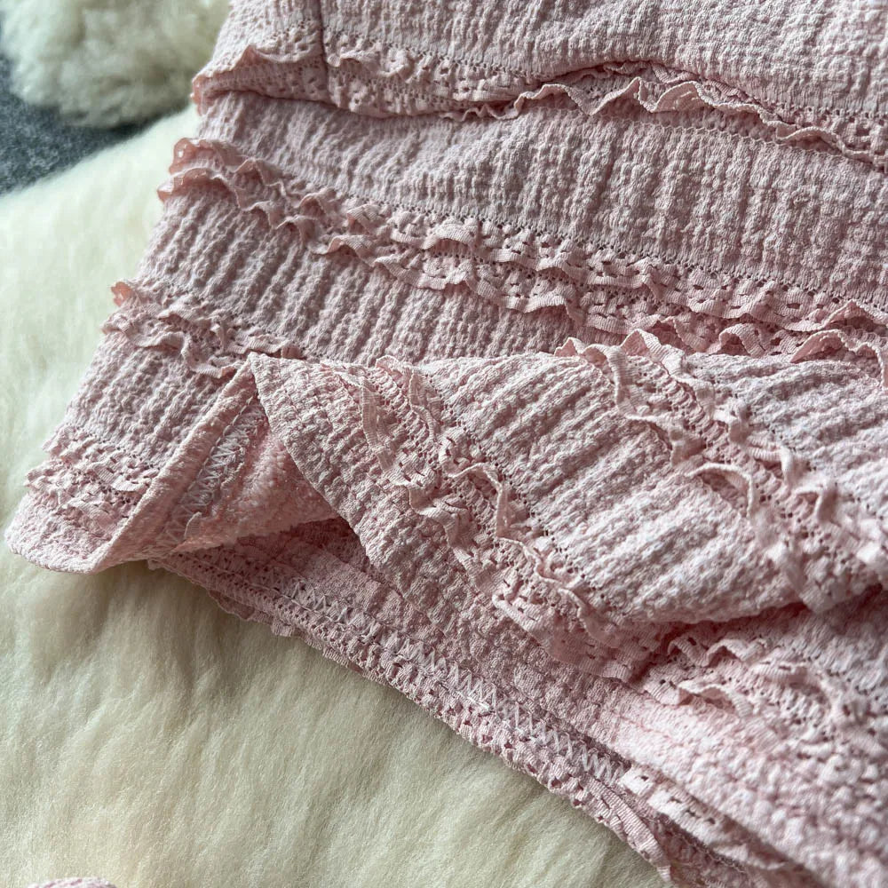 Aiertu Summer Lace Patchwork Beach Two Pieces Sets Women Sexy Camisole+A Line Long Skirt Fashion Elastic Bohemian Suits Aiertu