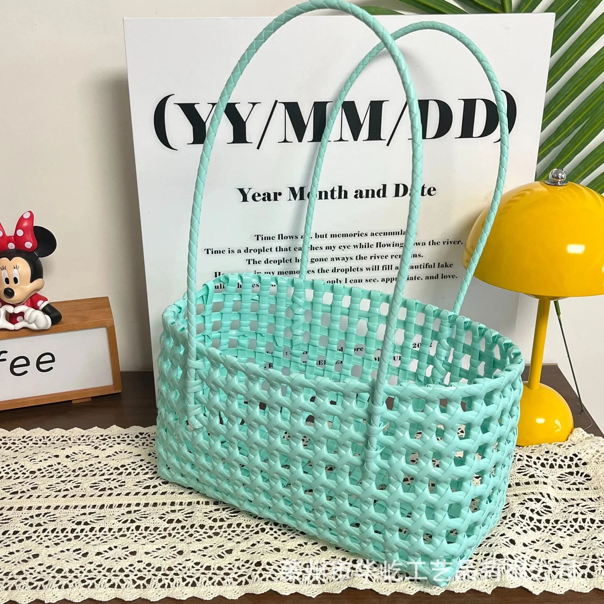 AIERTU  -  Handmade Woven Straw Handbag Portable Crochet Cabbage Basket Beach Vacation Travel Daily Commute Summer Shoulder Bag 30x13x16cm Aiertu