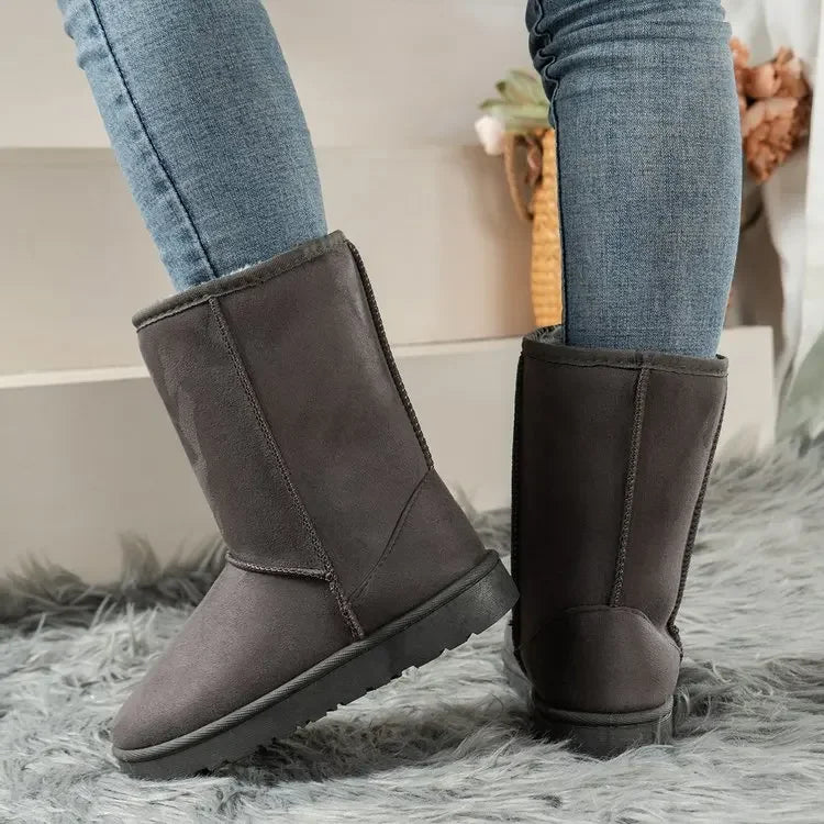 Women Shoes on Sale High Quality Winter Slip-on Mid-calf  Women Boots Fashion Solid Casual Snow Boots Large Size Platform Boots Aiertu