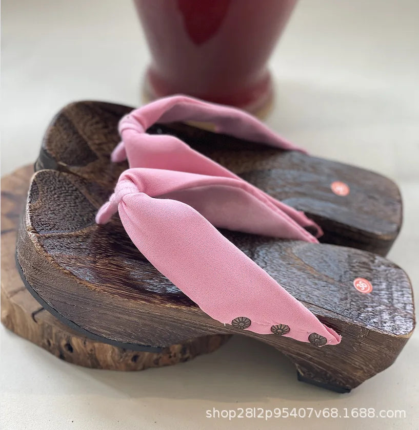 AIERTU  -  New Women's Japanese Style Crescent Geta Sandals Solid Color Modified Platform High Heel Thong Slippers For Cosplay Aiertu