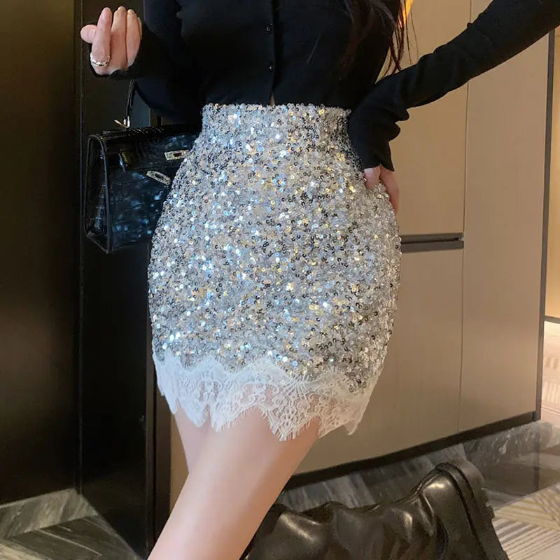 Aiertu NEW YEAR DRESS TO IMPRESS Skirts For Women Sequin Short Lace Mini Woman Skirt Harajuku Stylish Y2k Vintage Cheap V Modest Offer Aesthetic Hot Summer aiertu