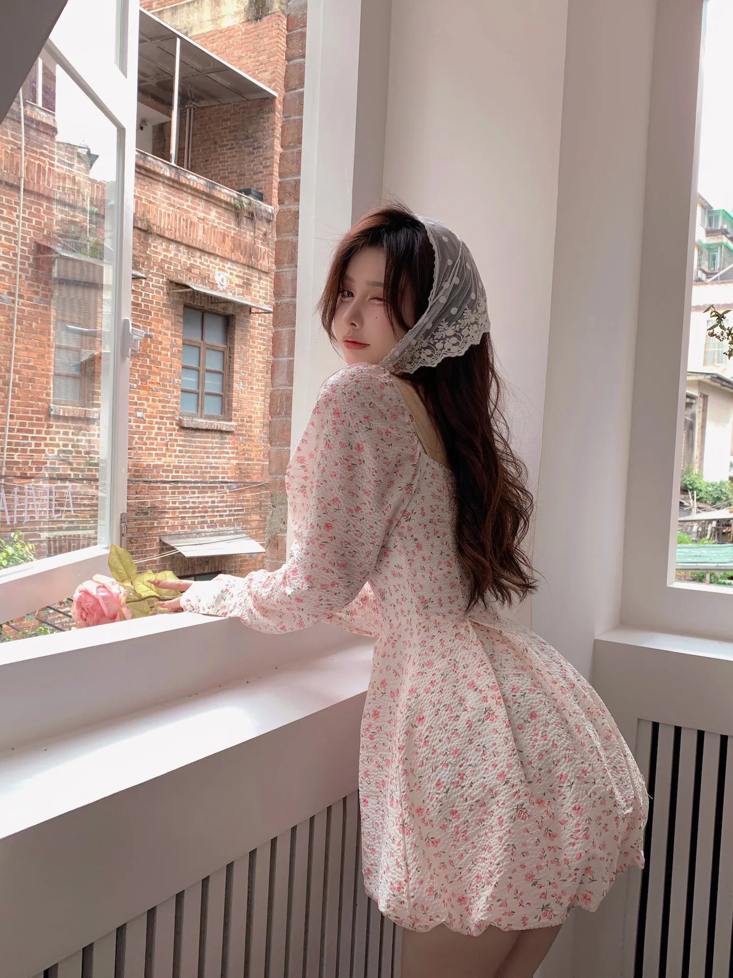 Aiertu Japanese Sweet Floral Lolita Dress Women Bow Chic Elegant Beach Party Dresses Ladies Y2k Pink Kawaii Summer One-piece Dress Aiertu