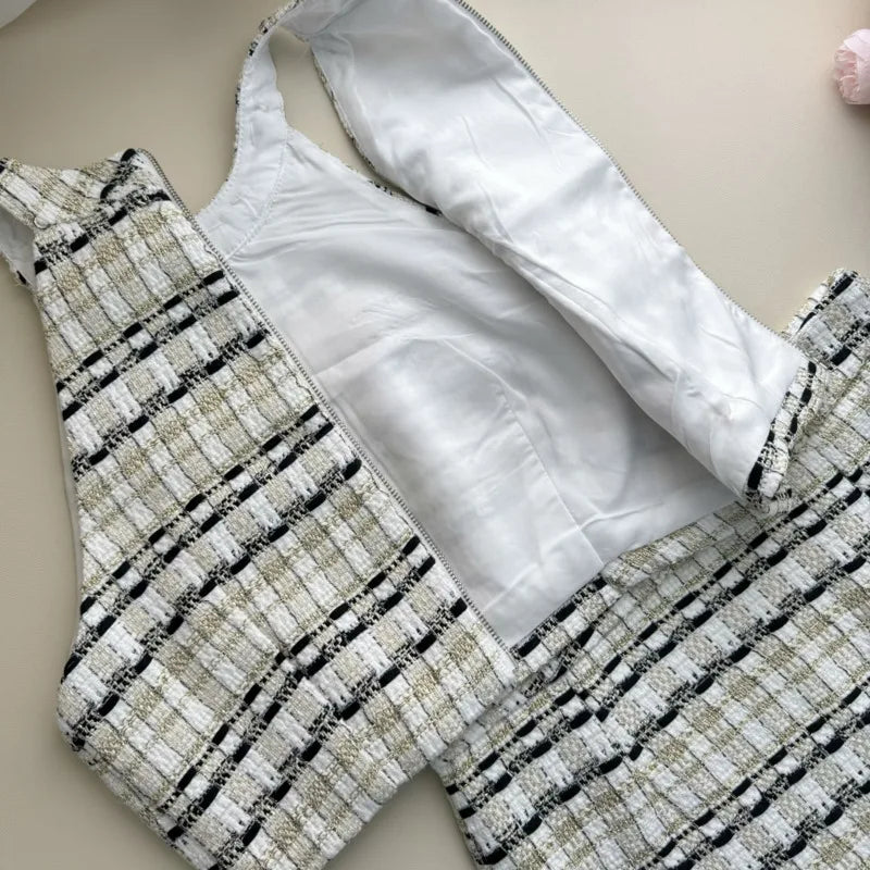 Aiertu French Luxury Small Fragrance Tweed Two Piece Set Women Sweet Crop Top + Skirt Suits Korean Hotsweet Sexy Summer 2 Piece Sets Aiertu
