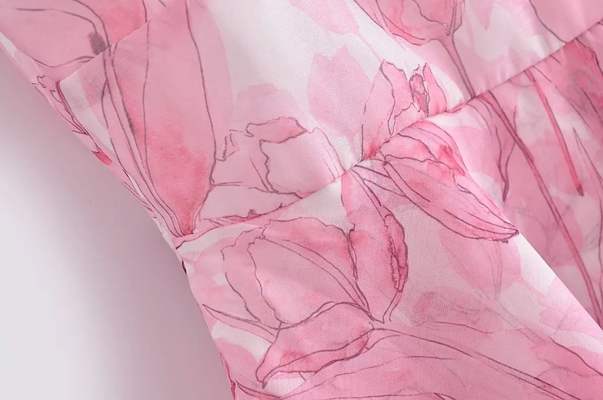 Aiertu Sweet Women Pink Floral Print Sexy Sling Mini Dress Sleeveless Female A-line Mini Summer Dresses Holiday Robe Aiertu