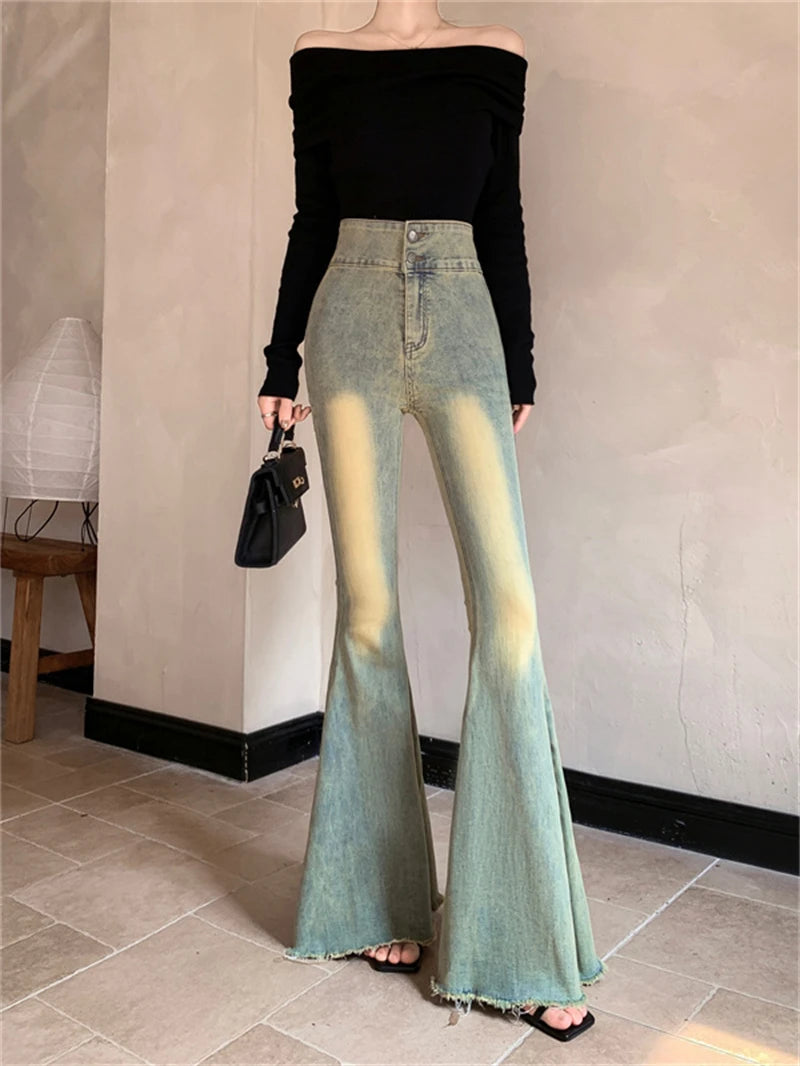 Aiertu Women's Y2k Flare Jeans Harajuku Aesthetic Denim Trousers Vintage Oversize Jean Pants Japanese 2000s Style Trashy Clothes 2024 Aiertu