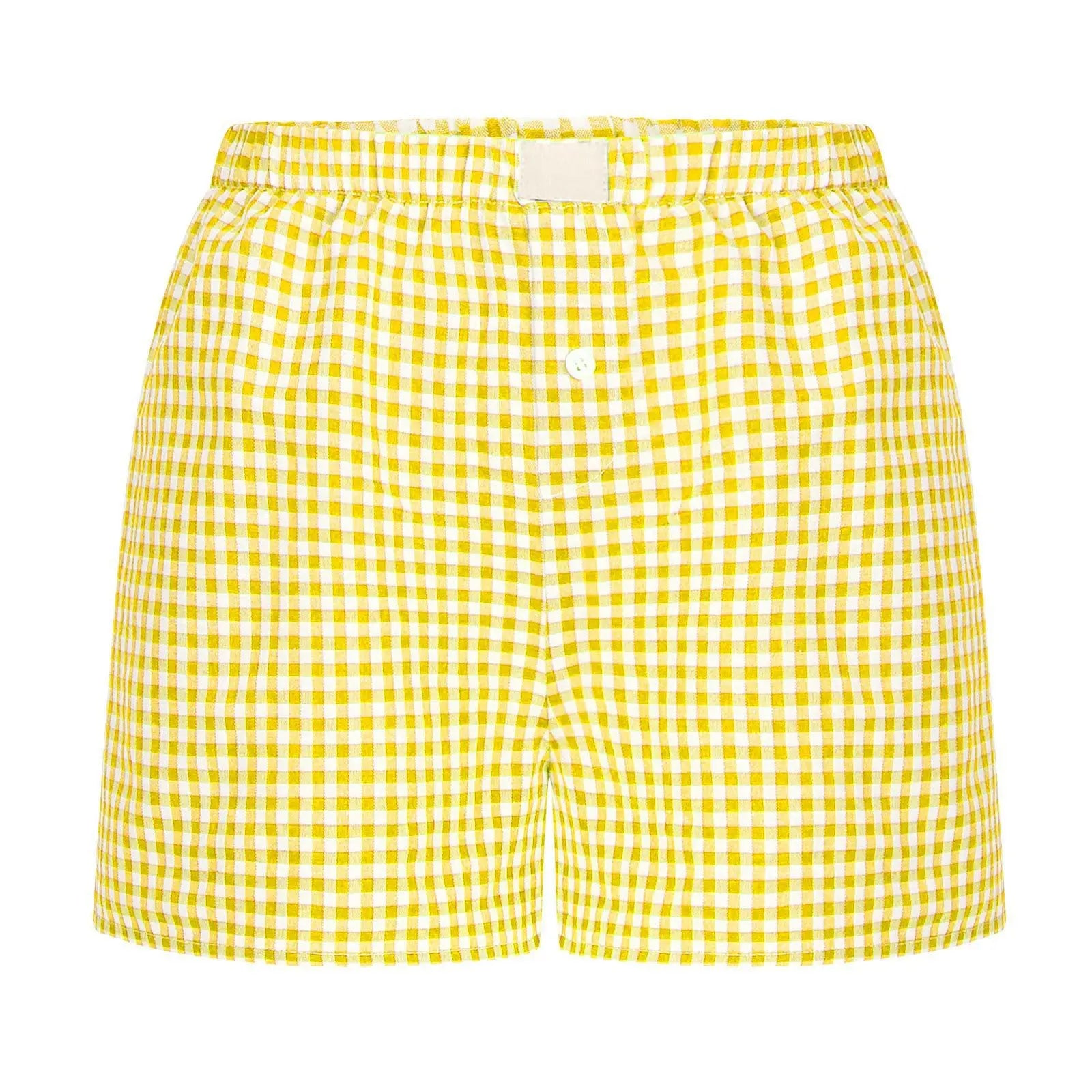 Aiertu Gingham Boxer Shorts for Women Teen-girls Elastic Waistband Pull-on Red Blue Plaid Shorts Outfit Casual Lounge Summer Shorts Aiertu