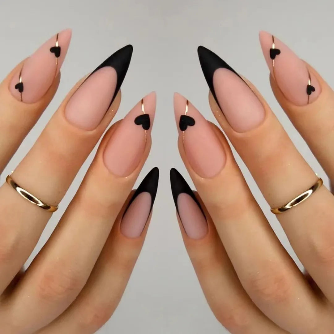 Aiertu Medium-length Acrylic Almond Fake Nails Art Cool Hottie Girl Wear False Nails Europe and USA Press on Nail Removable French Nail Aiertu
