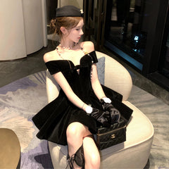 AIERTU  -  Summer French Fashion Elegant High End Evening Dress Women's Sleeveless Off Shoulder Backless Sexy Mini Dress Party Banquet Gown Aiertu