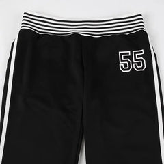 AIERTU  -  American Simple Stripe Casual Trousers Print Slim Knit All-match Office Lady Pants Straight Personalized Streetwear Hip Hop Pant Aiertu