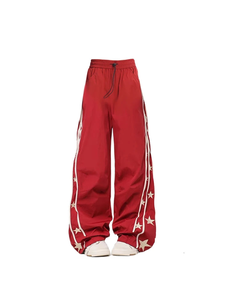Aiertu Women's Baggy Wine Red Sweatpants Harajuku Streetwear Fashion Y2k High Waist Oversize Jogger Pants Vintage Wide Trousers Clothes Aiertu