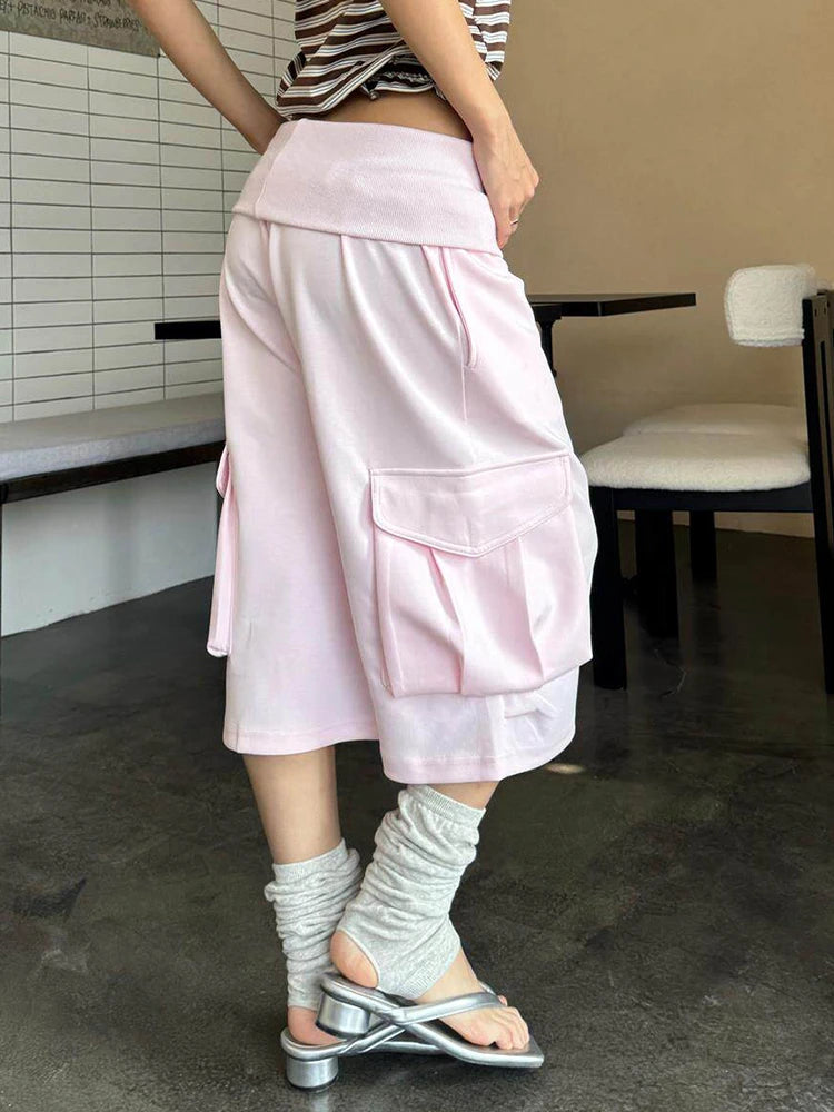 AIERTU  -  Korean Style Baggy Pants Women Medium Waist Sweatpants With Pocket Y2k Vintage Calf-length Pants Streetwear Trousers Aiertu