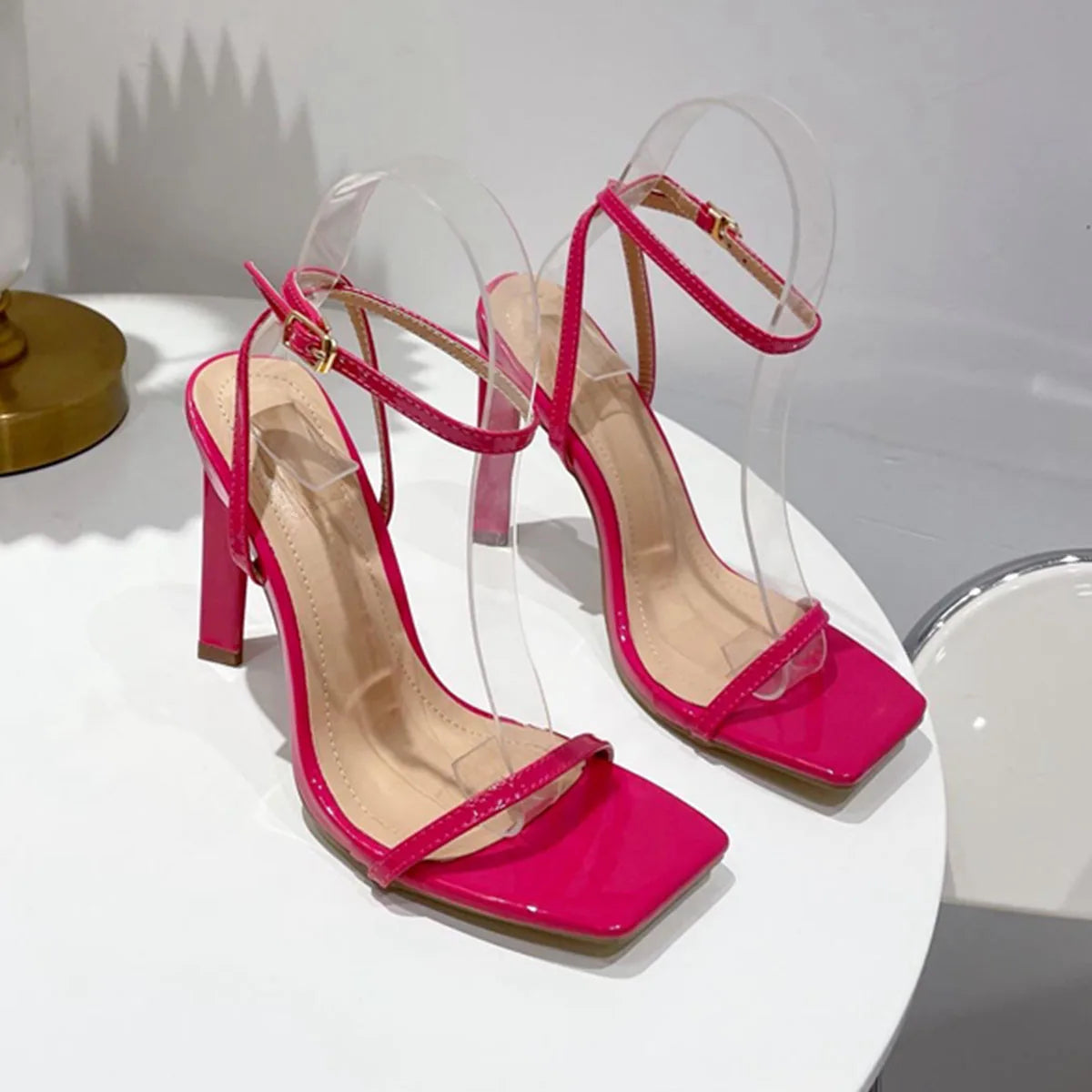 AIERTU  -  Strappy Heels for Women Heeled Sandals Square Toe Heel Ankle Strap Stiletto High Heels Dress Shoes Aiertu