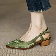 Women's Retro Sandals Summer Closed Toe Women Chic Sandal Chunky Heels Pumps Slingbacks Ladies Shoes Sandalias De Mujer Aiertu