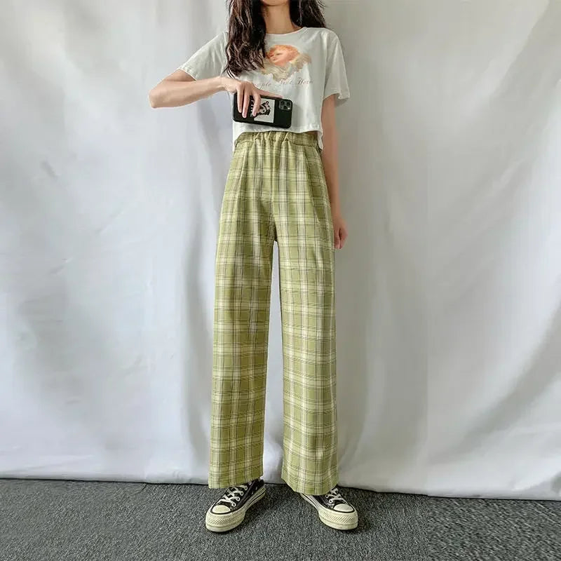 Aiertu Fashion Warm Plush Pants Cashmere Thick Plaid Ladies Winter Casual Loose Wide-legged Pants Korean Streetwear Students Aiertu