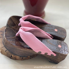 AIERTU  -  New Women's Japanese Style Crescent Geta Sandals Solid Color Modified Platform High Heel Thong Slippers For Cosplay Aiertu