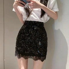 Aiertu NEW YEAR DRESS TO IMPRESS Skirts For Women Sequin Short Lace Mini Woman Skirt Harajuku Stylish Y2k Vintage Cheap V Modest Offer Aesthetic Hot Summer aiertu