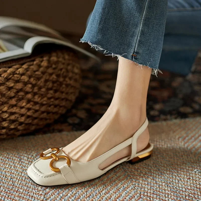 Aiertu  French Vintage Women Sandals Summer 2023 New Elegant Low Heel Shoes Lazy Casual Muller Shoes Designer Women Shoes Aiertu