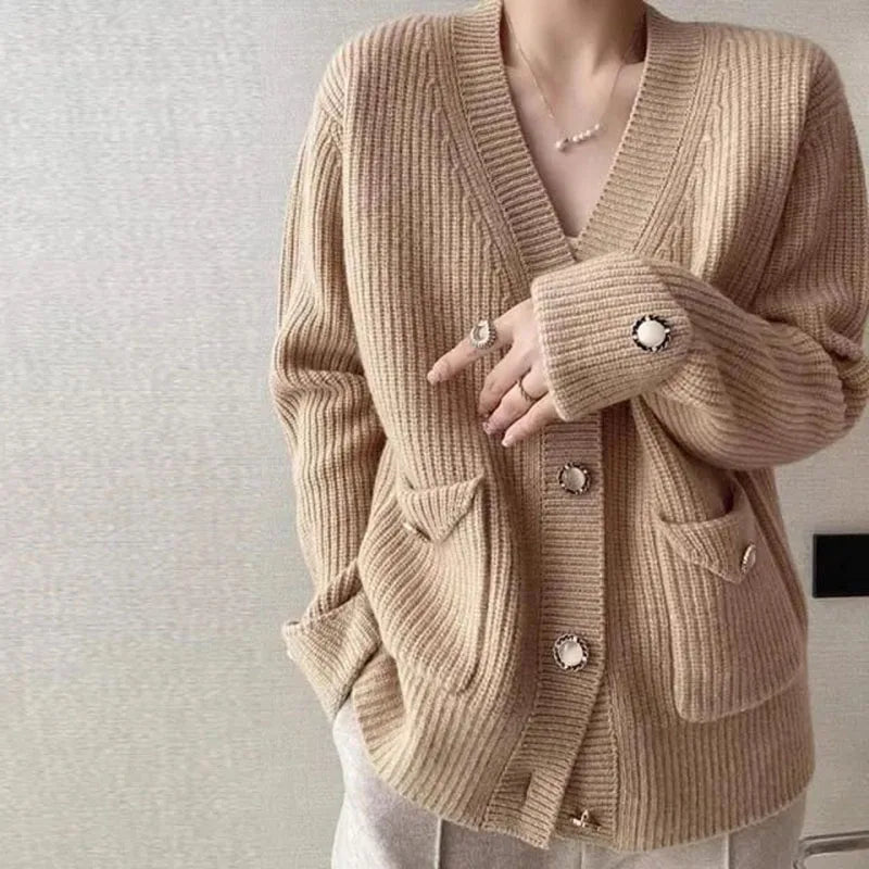 New Oversized Women's Sweater Cardigan Jacket Autumn Winter Loose Warm Sweaters Coat Female Casual Knit Sweaters Outerwear Aiertu