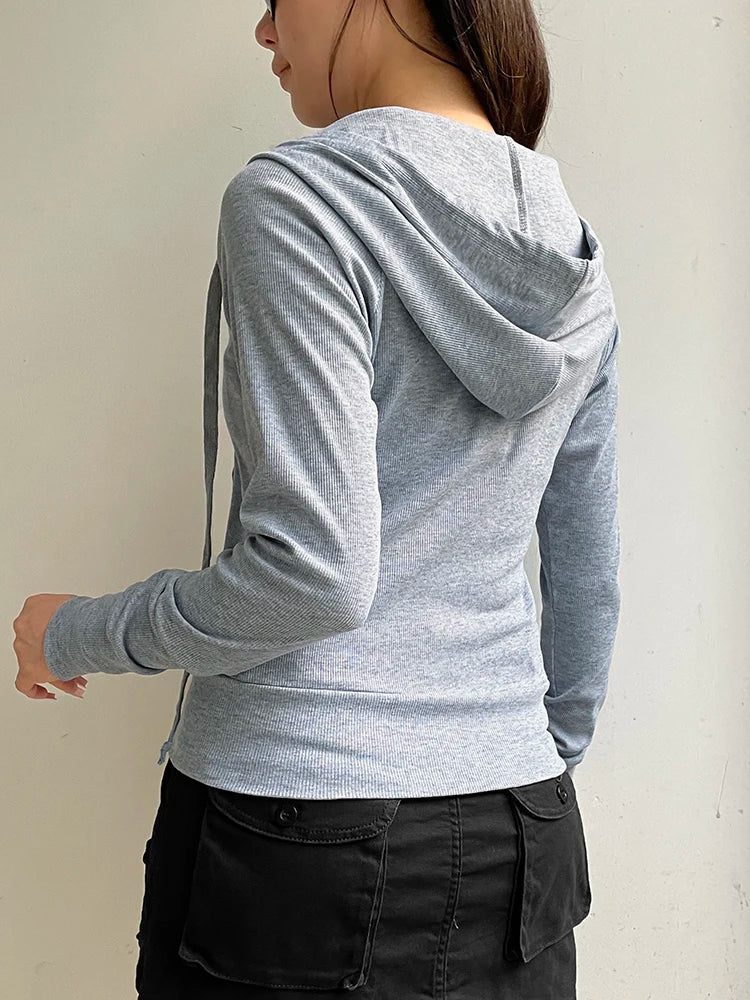 Casual Streetwear Basic Hooded Pockets Sweatshirt Tracksuit Solid Long Sleeve Hoodies Women 2023 Autumn Spring Fashion Aiertu