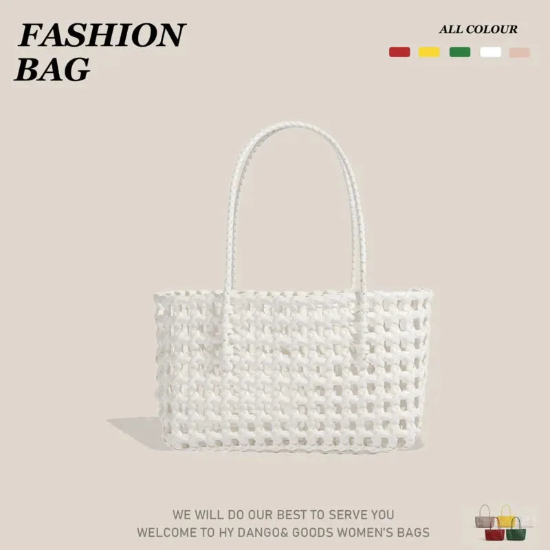 AIERTU  -  Handmade Woven Straw Handbag Portable Crochet Cabbage Basket Beach Vacation Travel Daily Commute Summer Shoulder Bag 30x13x16cm Aiertu