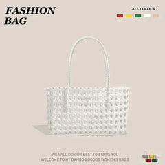 AIERTU  -  Handmade Woven Straw Handbag Portable Crochet Cabbage Basket Beach Vacation Travel Daily Commute Summer Shoulder Bag 30x13x16cm Aiertu