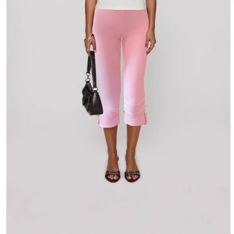 AIERTU  -  Women's Casual Bow Cropped Pants Elasticated Waist Temperament Slit Flared Pants Aiertu