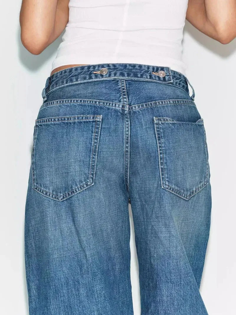 AIERTU  -  Spring New Sweet Fashionable Mid-Waist Bow Decorated Balloon Denim Pants Women's Clothing Loose Fit Long Pants Aiertu