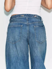 AIERTU  -  Spring New Sweet Fashionable Mid-Waist Bow Decorated Balloon Denim Pants Women's Clothing Loose Fit Long Pants Aiertu