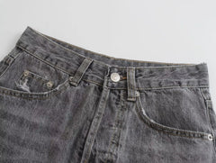 Aiertu Summer Pure Cotton Girls High Street Shorts Women Frayed Distressed Denim Mom Fashion Casual Bermuda Aiertu