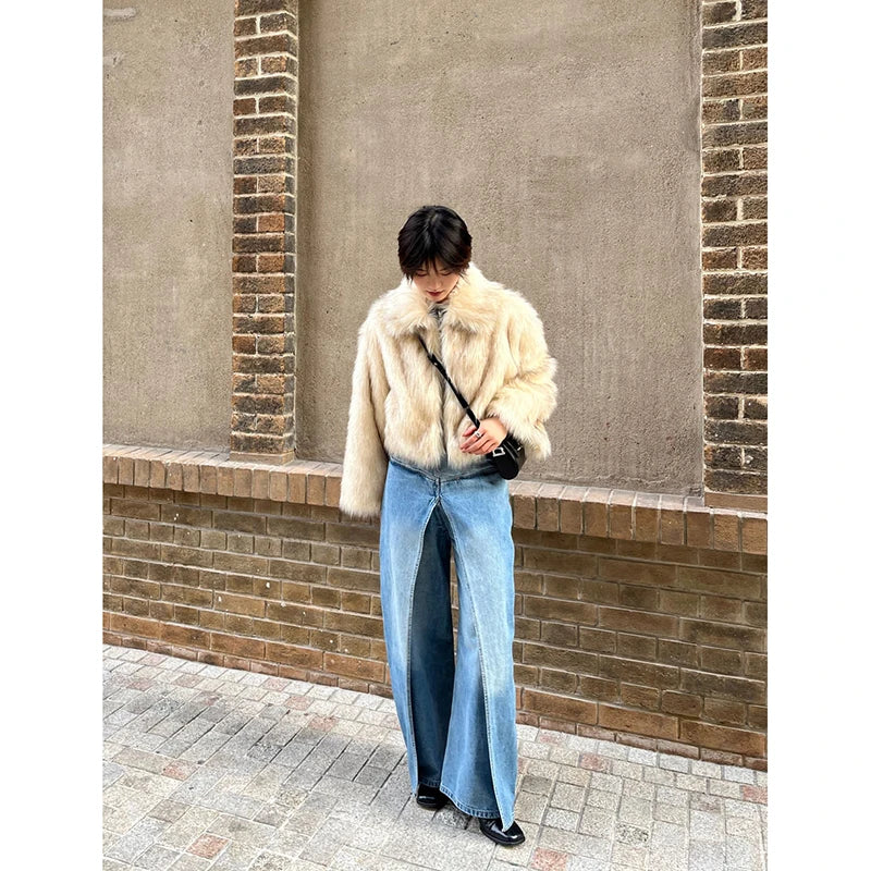 Aiertu Women's Retro Wide Leg Baggy Casual Denim Trouser Harajuku Vintage High Waist Loose Jeans 2024 Spring Fashion Blue Pants Aiertu