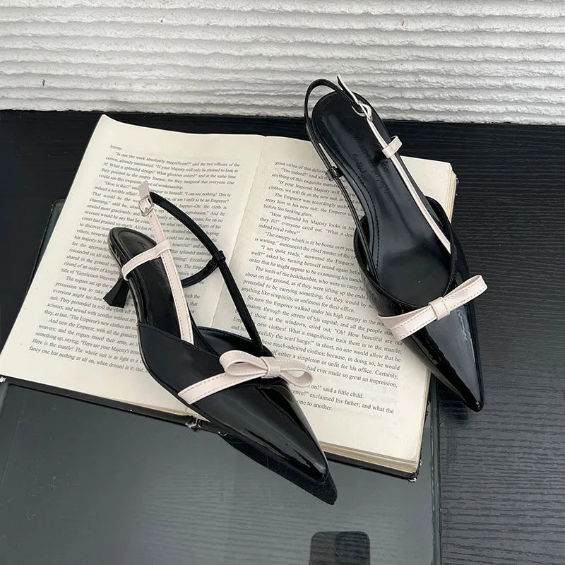 AIERTU  -  Bow Elegant Women's Sandals Summer Fashion Kitten Heels Dress Shoes Ladies Pointed Toe Slingbacks Women Heels and Pumps Aiertu
