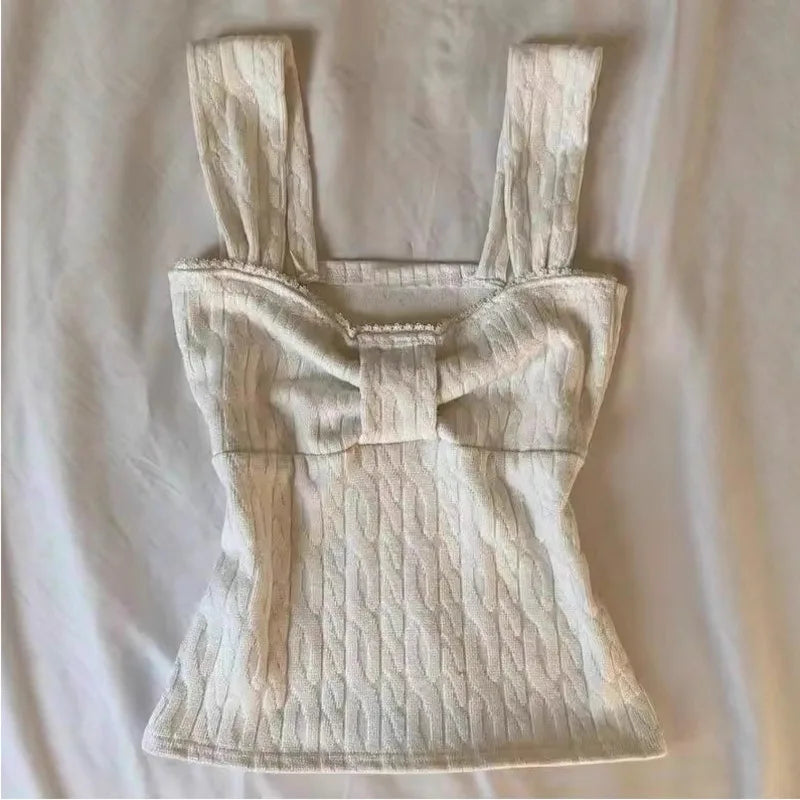 AIERTU  -  Lace Bow Y2K Versatile Tank Top Summer New Women Fashionable Sweet Versatile Multiple Styles Comfortable Skin Friendly Camisole Aiertu