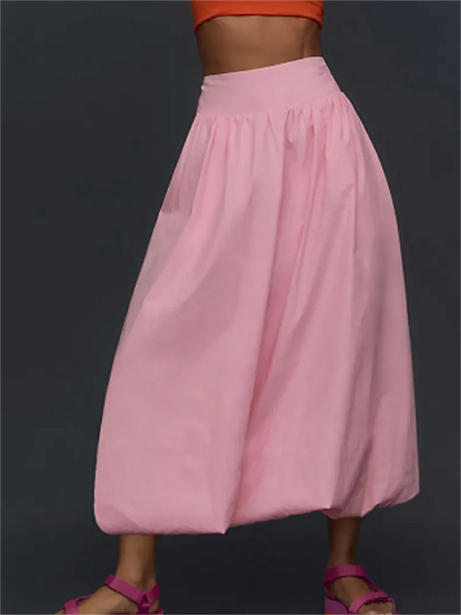AIERTU  -  Women Y2K Skirt Casual Loose Fitting Elastic Waist Solid Color Puffball Skirt Retro Casual Bohemian Skirts 00s Retro Streetwear Aiertu