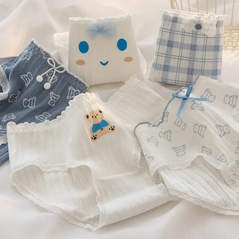 5Pcs/set Cotton Panties for Women Girl Briefs Underwear Plus Size Cute Soft Short Pantys Sexy Lingerie Female Ladies Underpants Aiertu