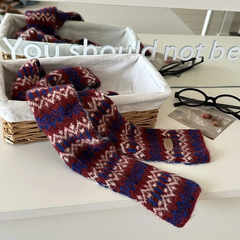 AIERTU  -  Women's Winter Scarf Sweet Warm Fel Island Style Knitted Wool Scarf High End Retro Thickened Warm Woolen Scarf Fashion Scarf Aiertu