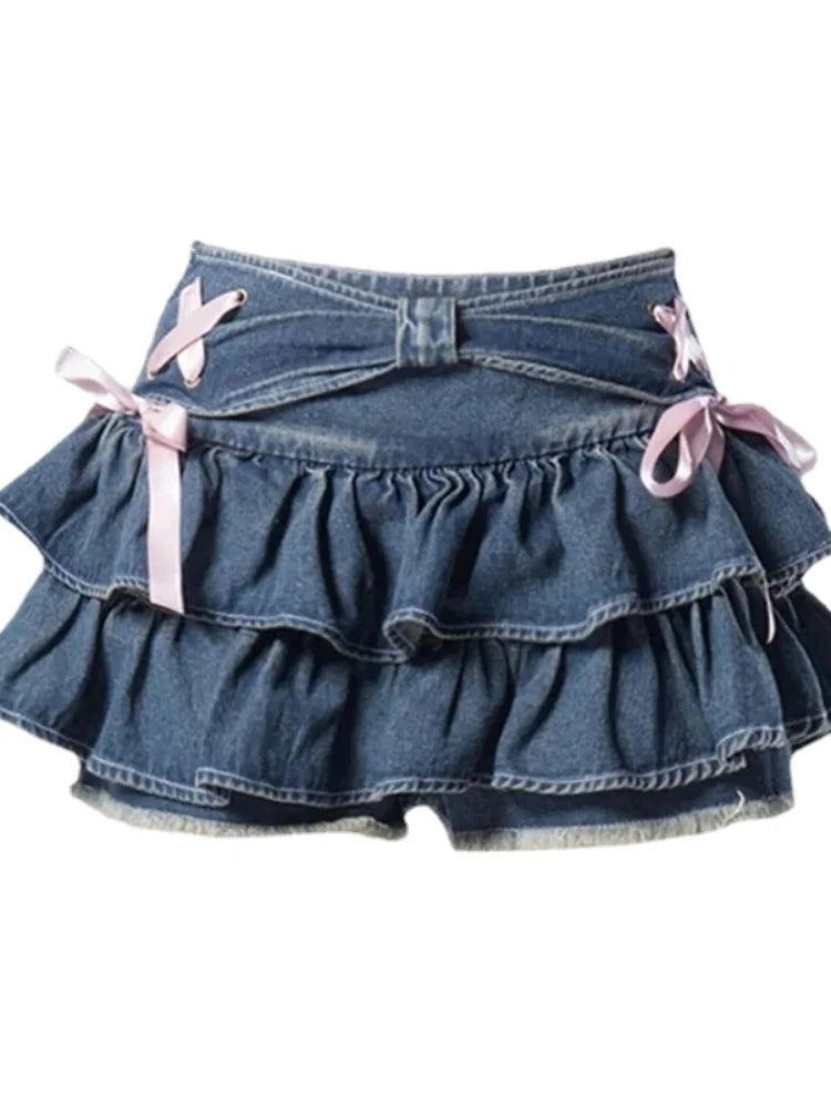 Aiertu Coquette Kawaii Cute Black Bandage Mini Skirt Y2k Sweet Girl Preppy Style Ruffles Pleated Korean Fashion Kpop 2024 Fashion Aiertu