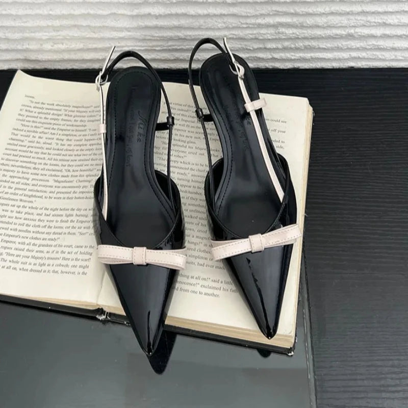 AIERTU  -  Bow Elegant Women's Sandals Summer Fashion Kitten Heels Dress Shoes Ladies Pointed Toe Slingbacks Women Heels and Pumps Aiertu