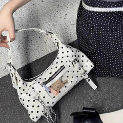 AIERTU  -  New Color-Block Polka Dot Underarm Bag White Transparent Outer Bag Design Women's Large Capacity Single Shoulder Crossbody Bag Aiertu