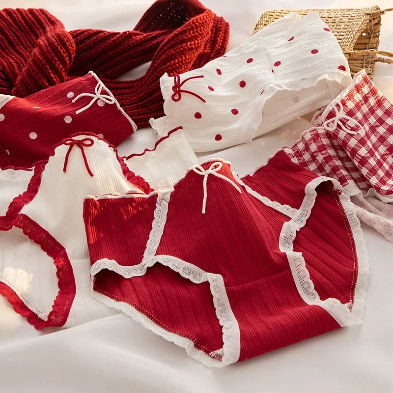 5Pcs/set Cotton Panties for Women Girl Briefs Underwear Plus Size Cute Soft Short Pantys Sexy Lingerie Female Ladies Underpants Aiertu