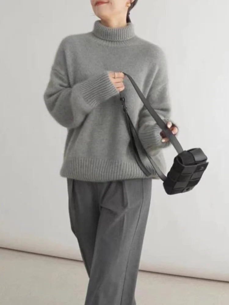 Aiertu WINTER OUTFITS Sweaters Women Winter Long Sleeve Top Korean Fashion Turtleneck Pullover Knitwear Oversized Women's Clothing Aiertu