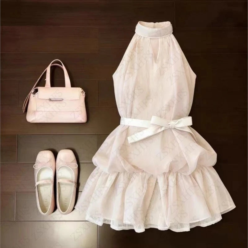 AIERTU  -  Dresses Sexy Vintage Gown Puffy Women Summer Clothes Pink Chic Casual Korea Tank Mini Dress 90s Sweet Girl Aesthetic Gyaru Dress Aiertu