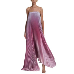 AIERTU  -  New Women's Gradient Color Tube Top Dress Sleeveless Pleated High Waist Midi Dress Party Club Streetwear Fashion Outfit Aiertu