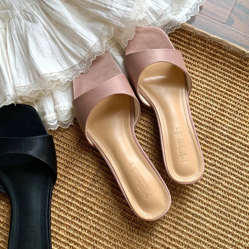 AIERTU  -  New Women Shoes Exquisite Square Head Flat Slippers for Woman French Style Vacation Casual Shoes Designer Shoes Zapatos De Mujer Aiertu