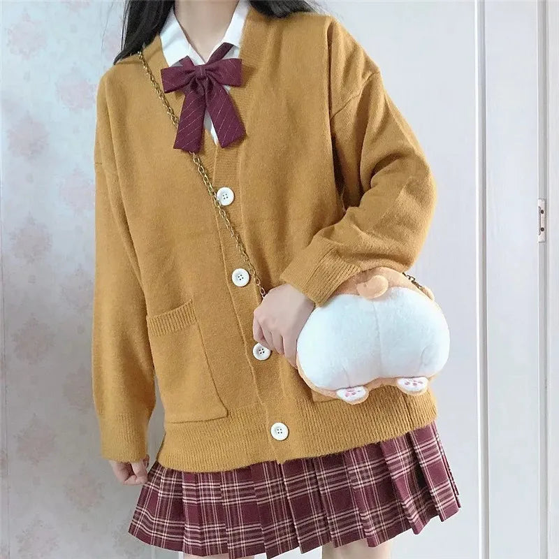 AIERTU  -  Girly Knitted Sweater Cardigan Long-sleeved Jacket College Style Autumn and Winter Sweater Women Aiertu