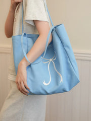 AIERTU  -  Korean Butterfly Bow Large Capacity Canvas Bag for Women New Fashionable Summer Student Class Commuting Tote Bags Aiertu